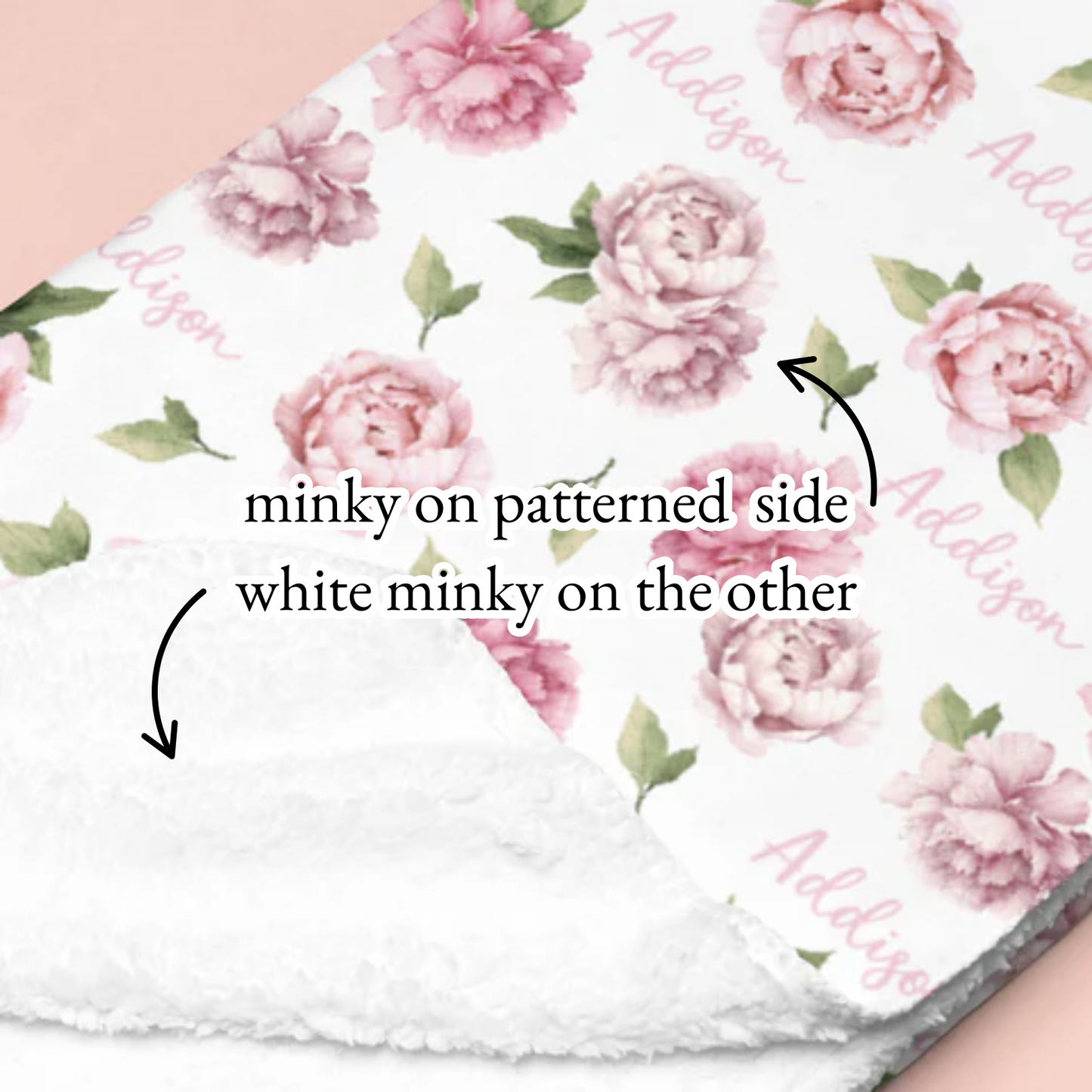 Personalized "Olivia" Minky Sherpa Lined Blanket