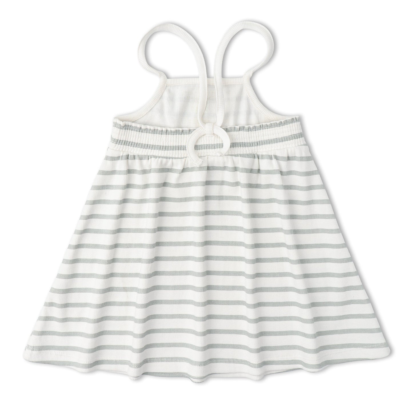 Organic Tie-Back Strap Dress - Fog Stripes