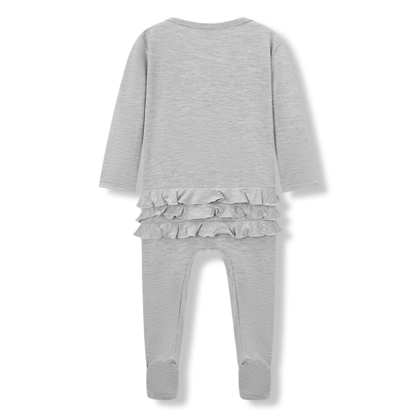 Grey Melange Luxe Solid Ruffle Footed Romper