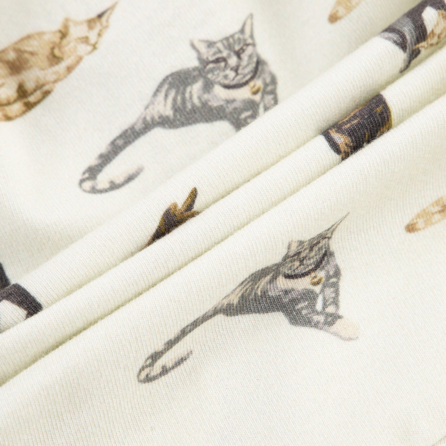 Cat Cotton Stretch Ruffle Footed Romper