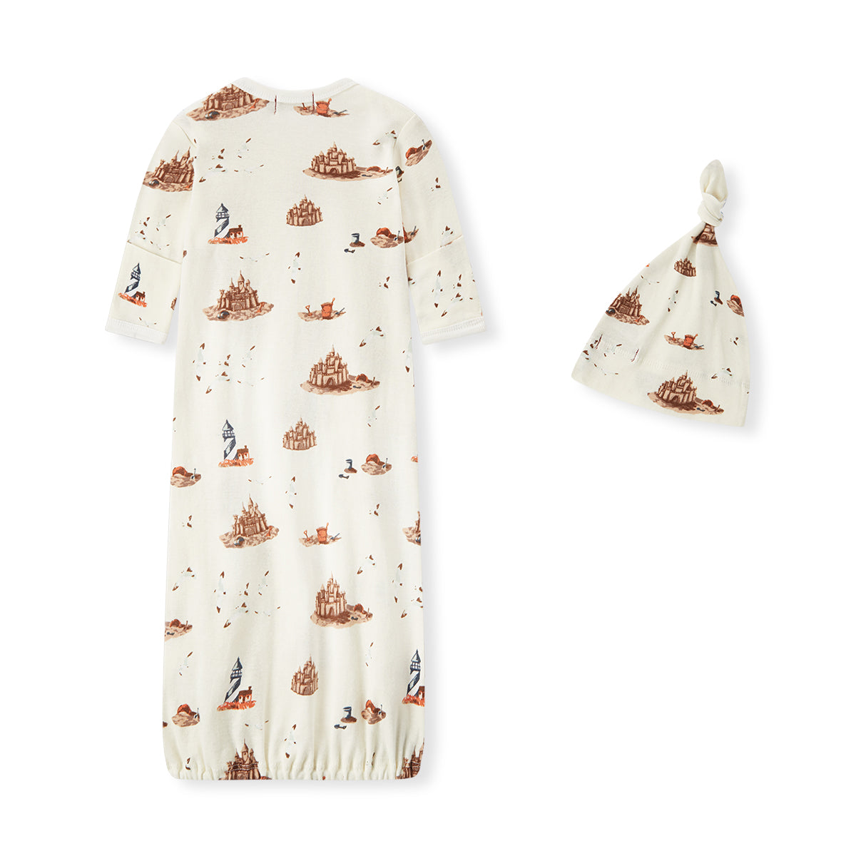 Sandcastle Organic Cotton Newborn Gown & Hat Set