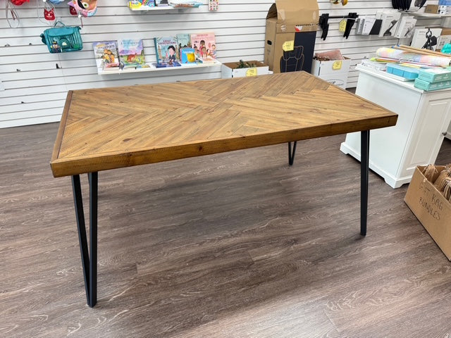 Wood Table with Black Metal Legs