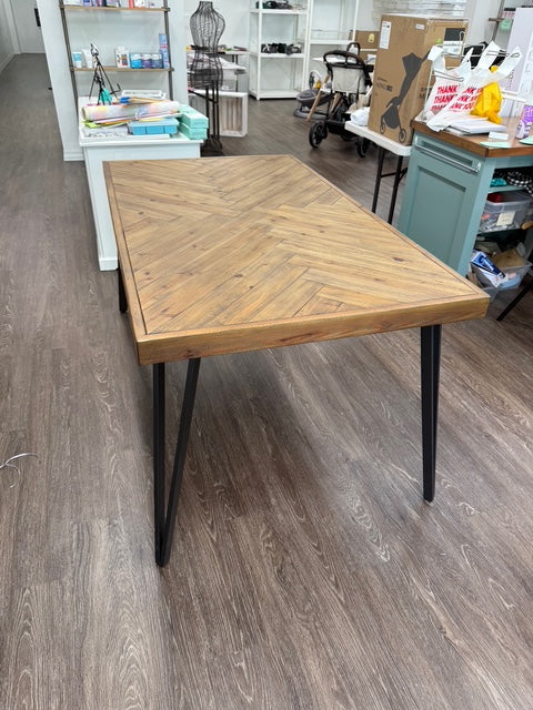 Wood Table with Black Metal Legs