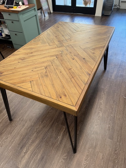 Wood Table with Black Metal Legs