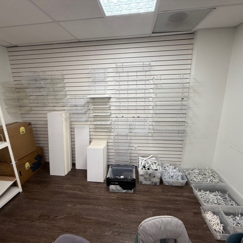 Slat Wall Shelves, Baskets, and Hooks