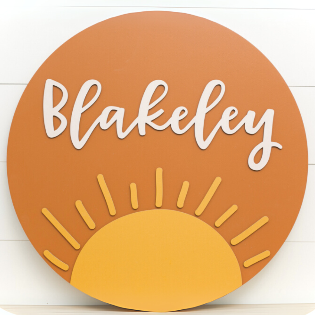 Personalized Round Wood Name Sign | Sunshine