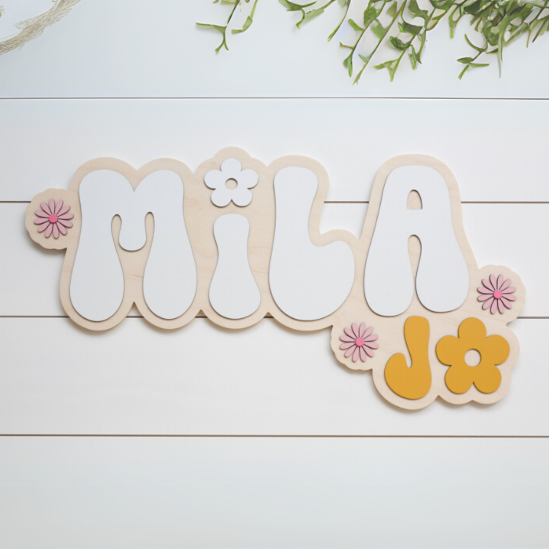 Personalized Bubble Wood Name Sign | Groovy