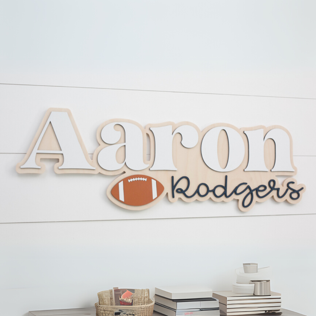 Personalized Bubble Wood Name Sign | Football