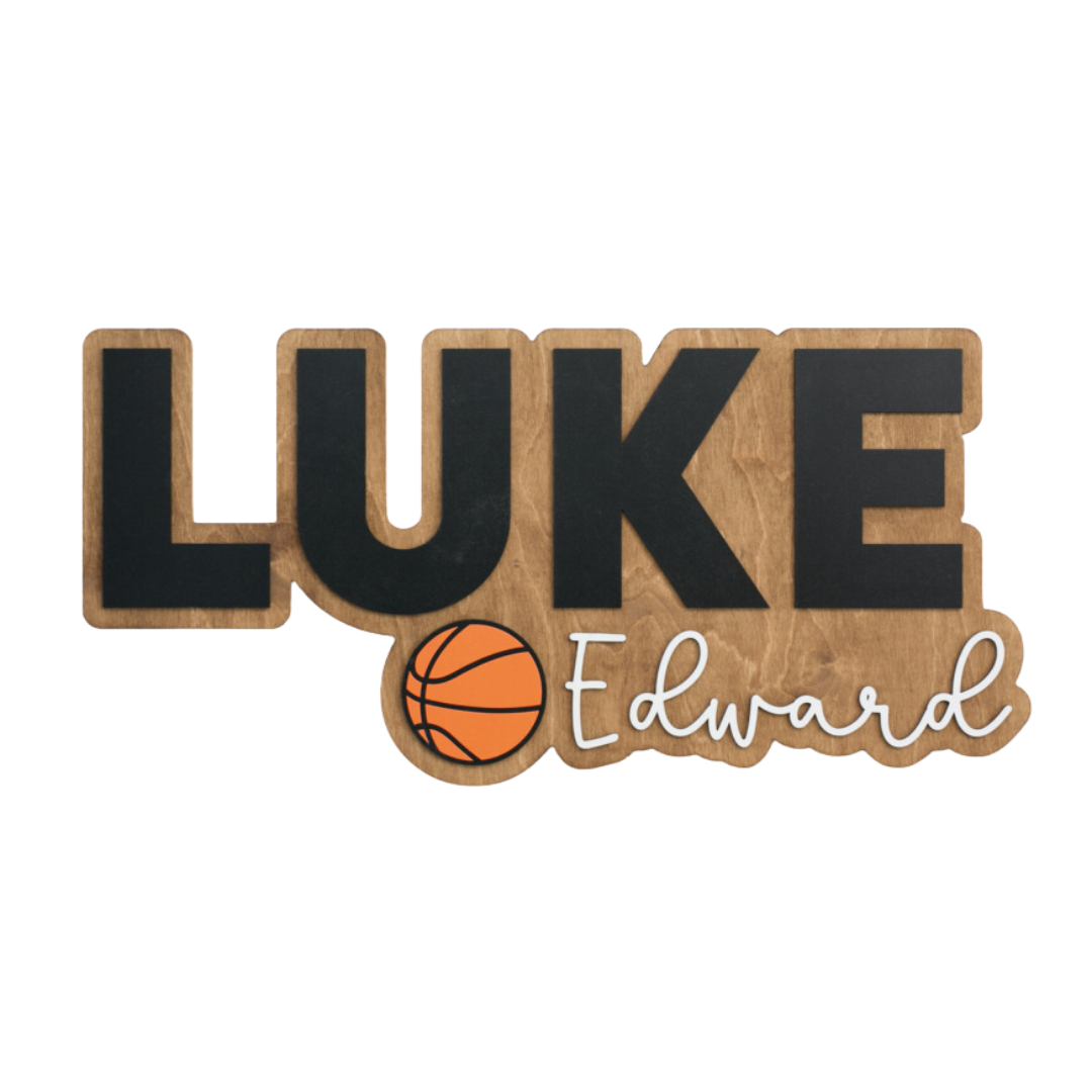Personalized Bubble Wood Name Sign | Basketball