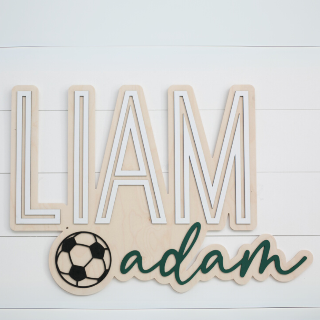 Personalized Bubble Wood Name Sign | Soccer