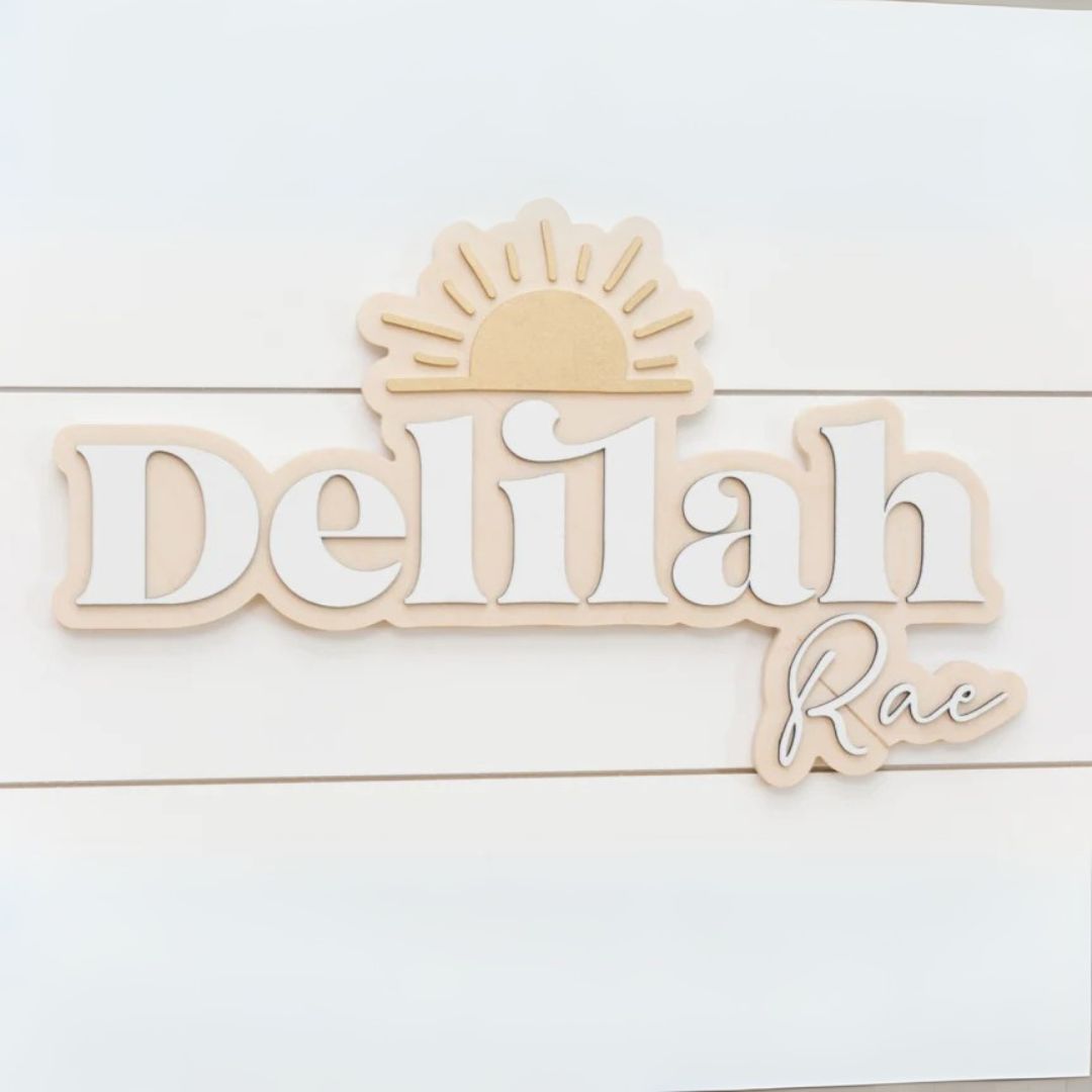 Personalized Bubble Wood Name Sign | Sun