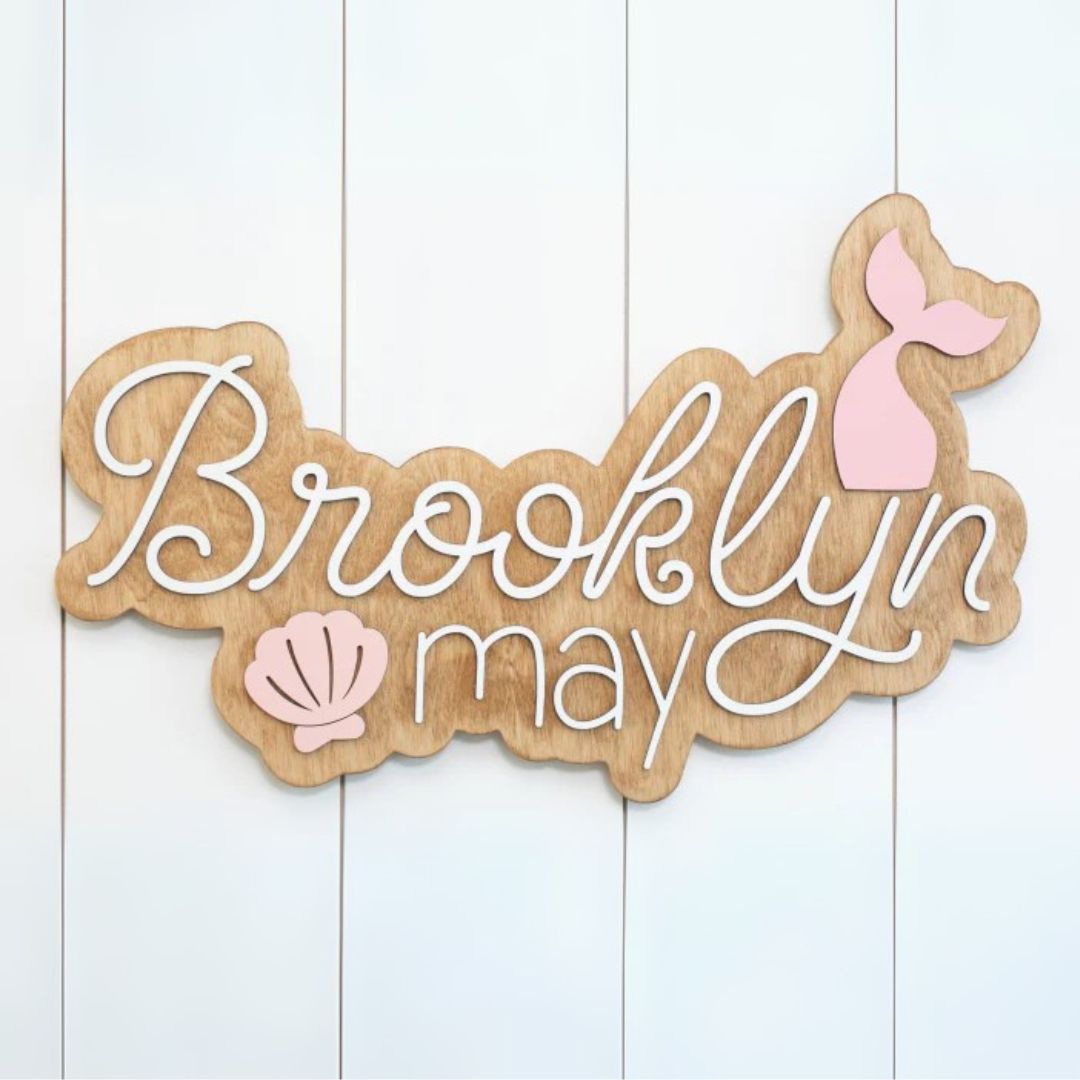 Personalized Bubble Wood Name Sign | Mermaid