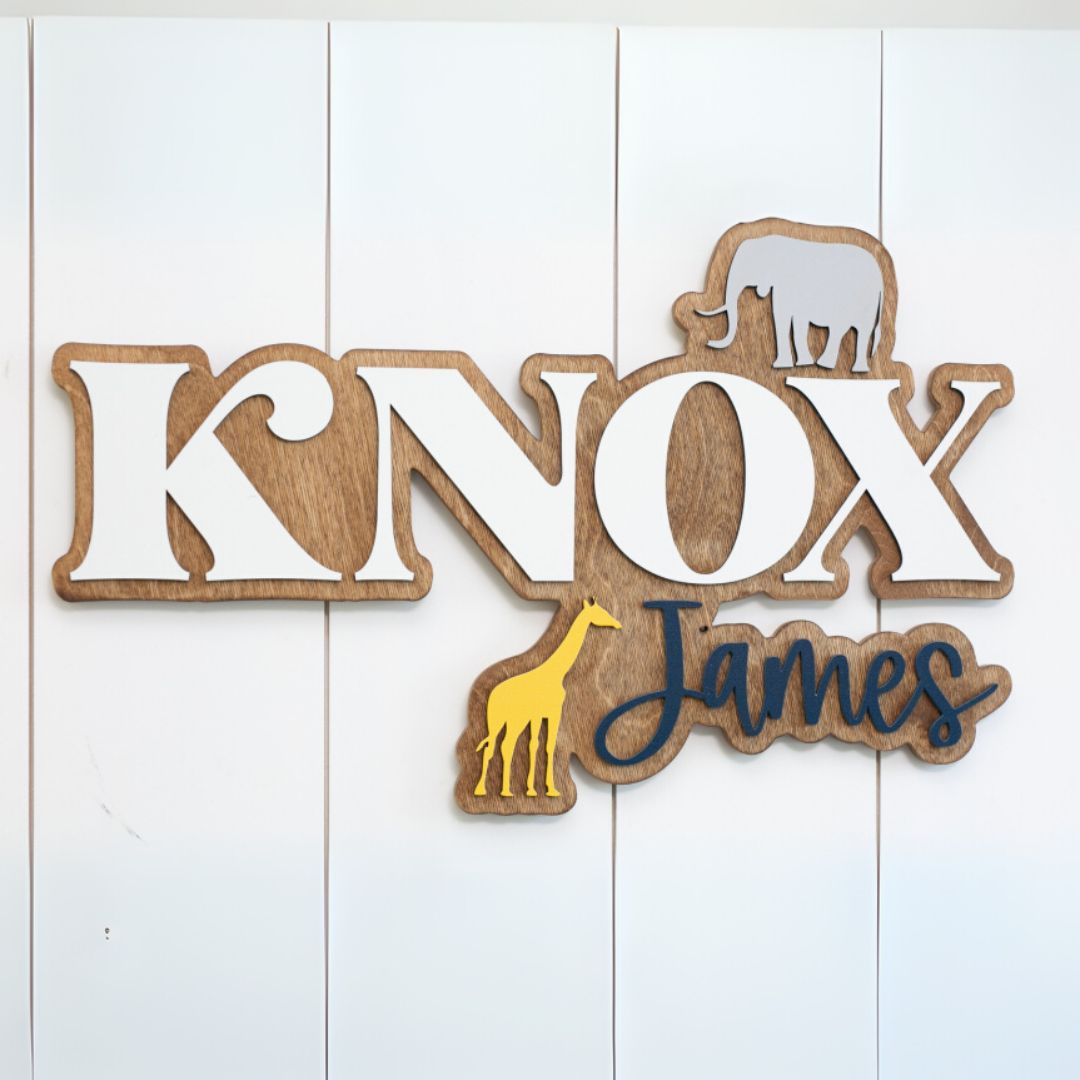 Personalized Bubble Wood Name Sign | Safari