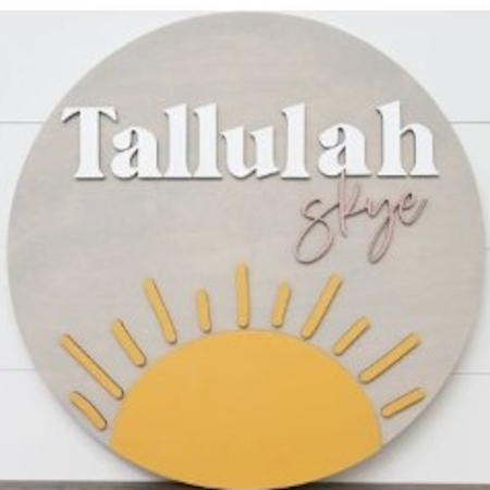 Personalized Round Wood Name Sign | Sunshine