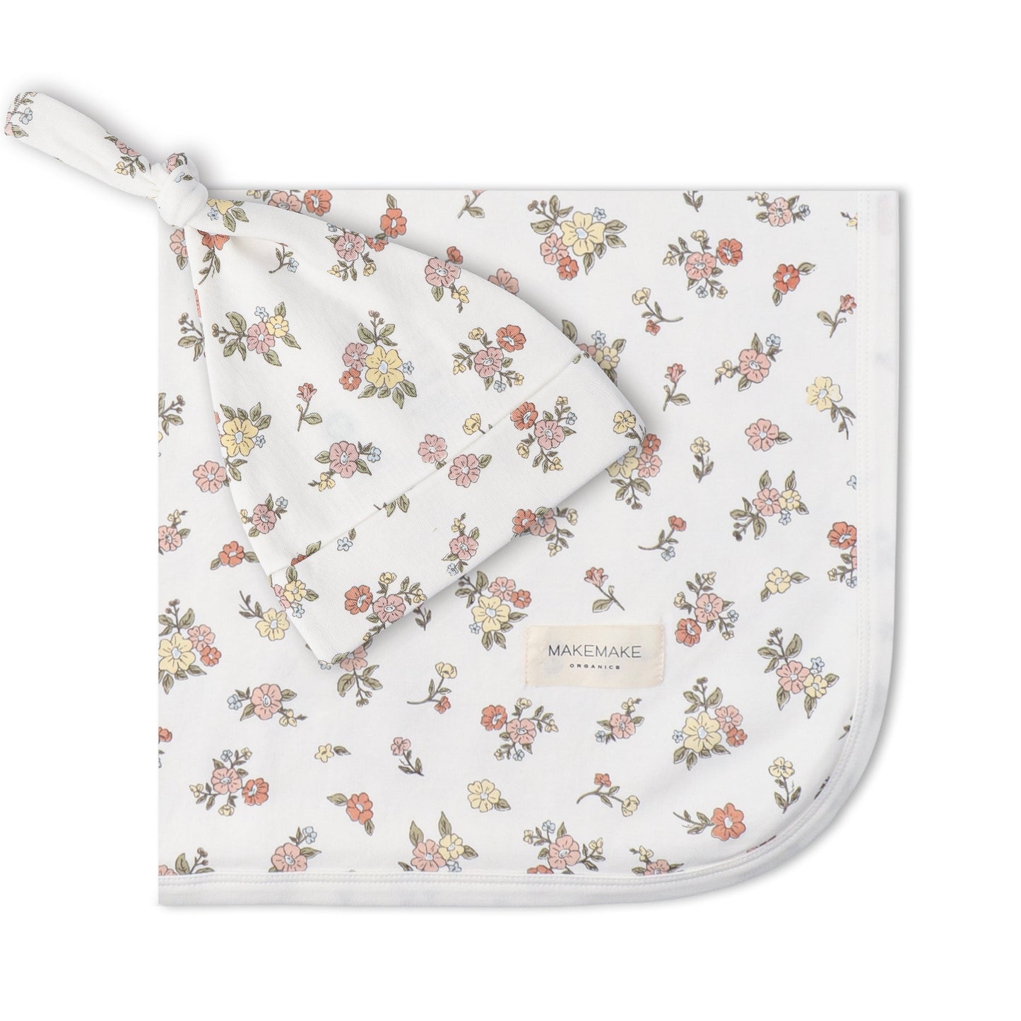 Organic Swaddle Blanket & Hat Set  - Meadow