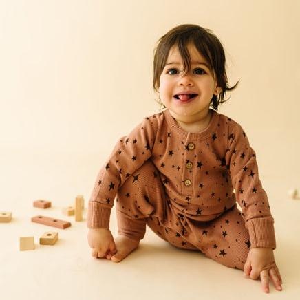 Makemake Organics Long Sleeve Button Romper