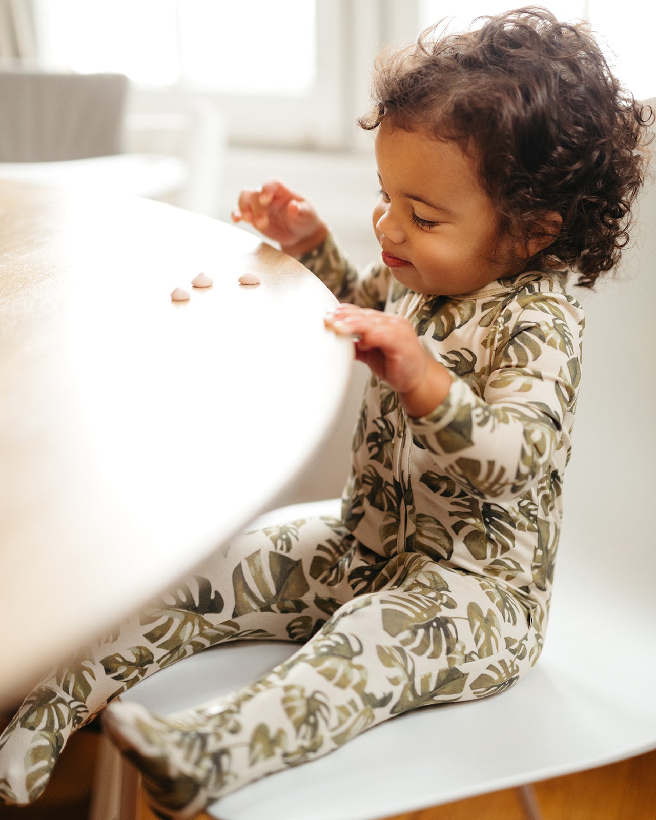 Island Leaf Cotton Stretch Zipper Footed Romper