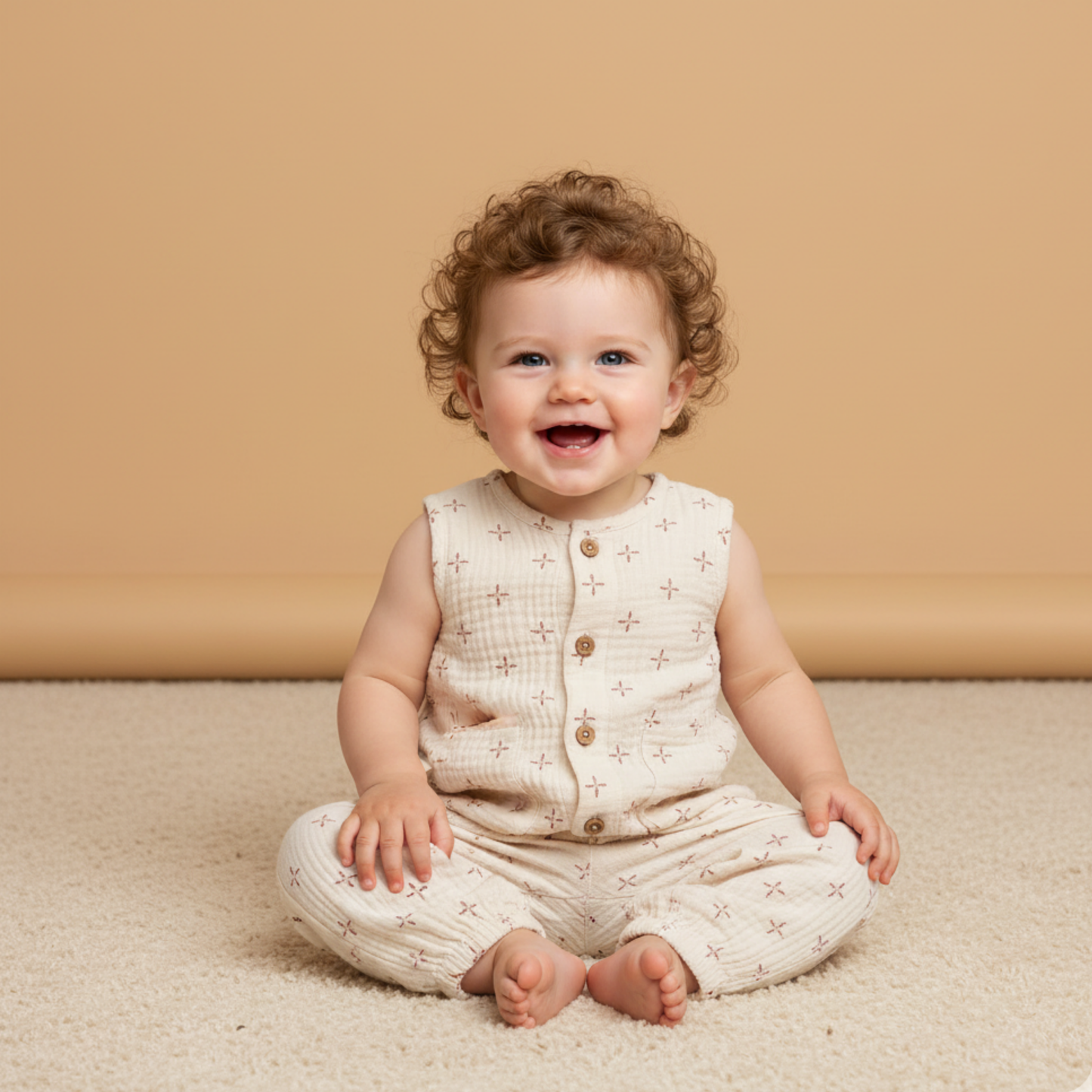 Organic Buttoned Jumpsuit - Cross