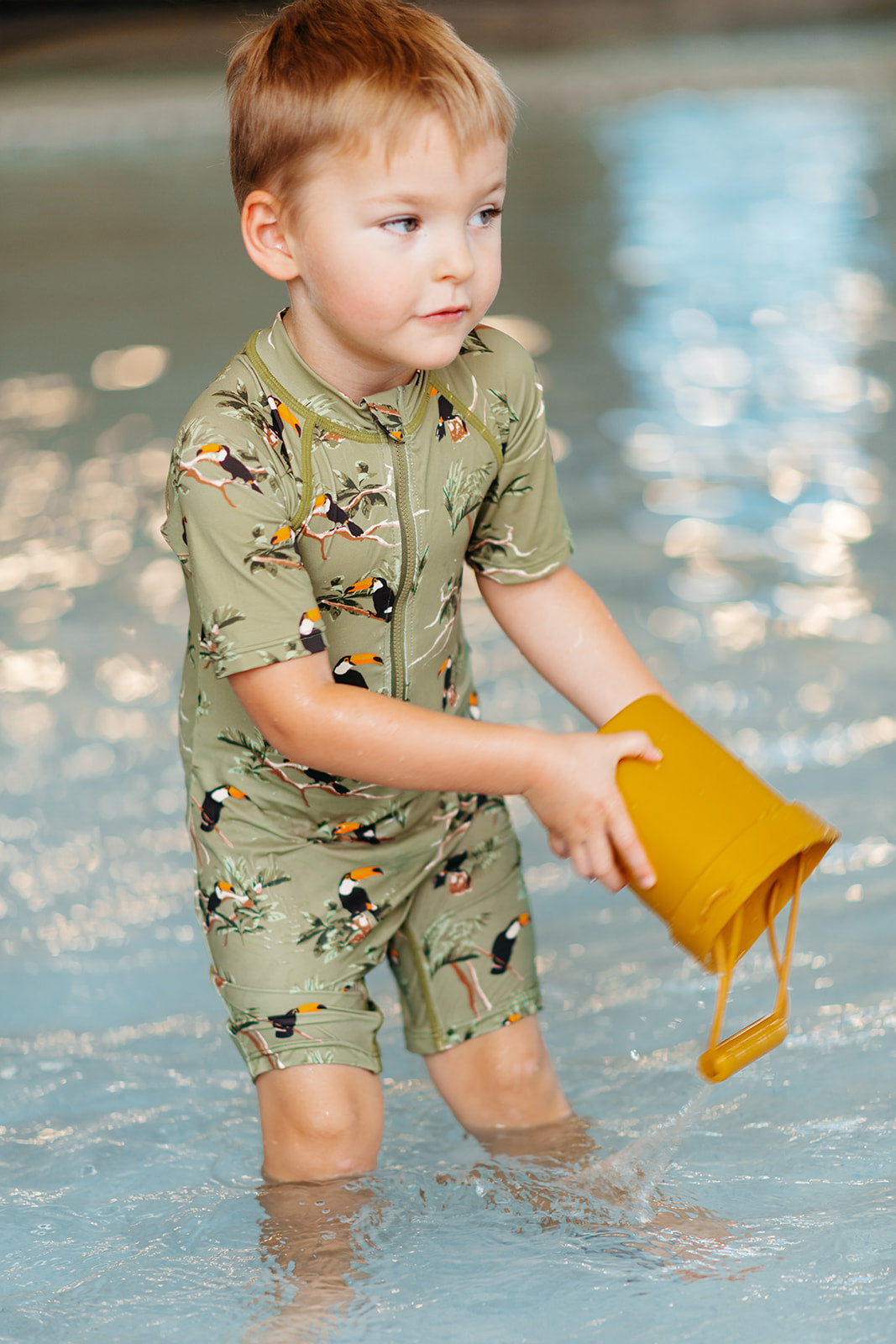 Yellow Gingham Zipper Shortall Swimsuit