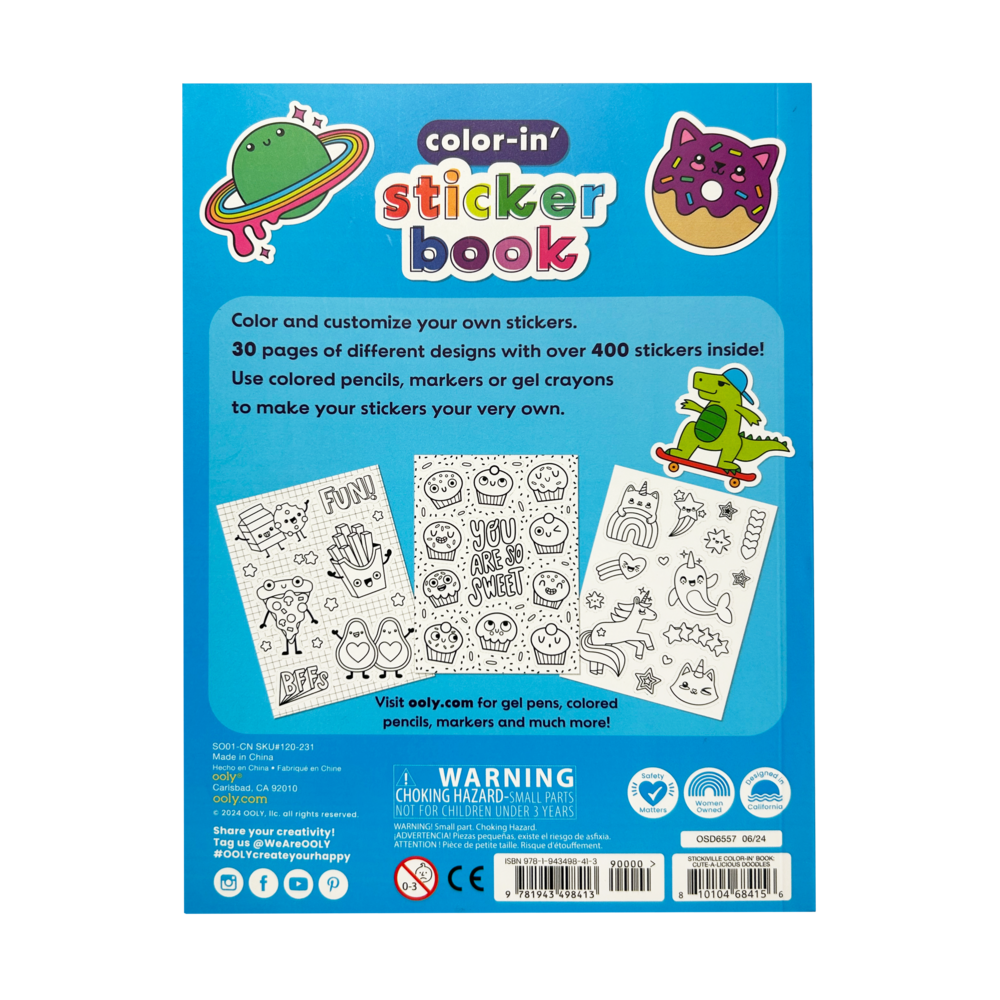 Stickiville Color-In’ Sticker Book: Cute-A-Licious Doodles