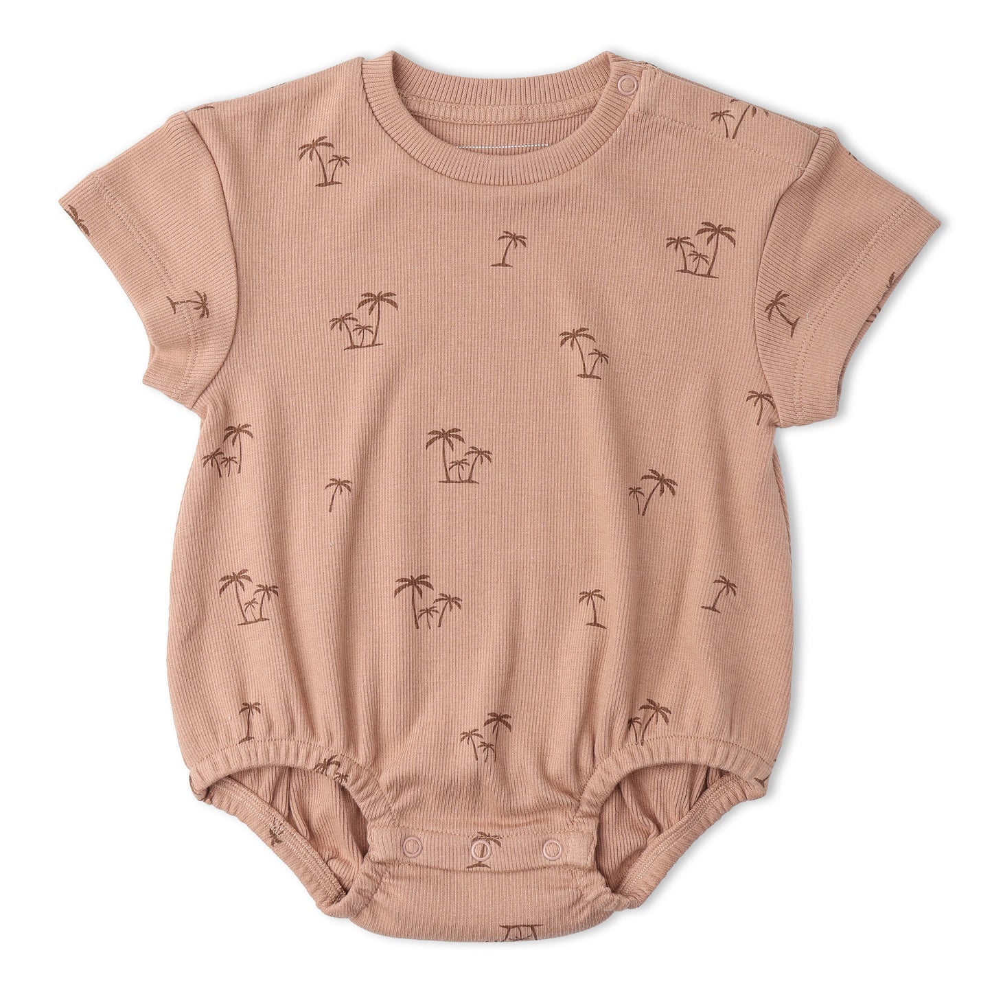 Organic Short Sleeve Bubble Romper - Island Palm
