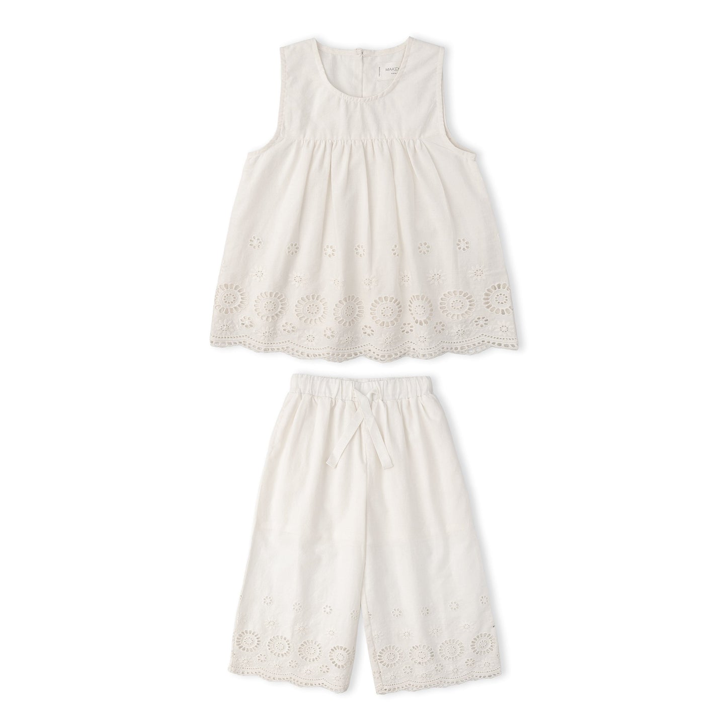 Organic Eyelet Top And Pant Set - Ivory Eyelet