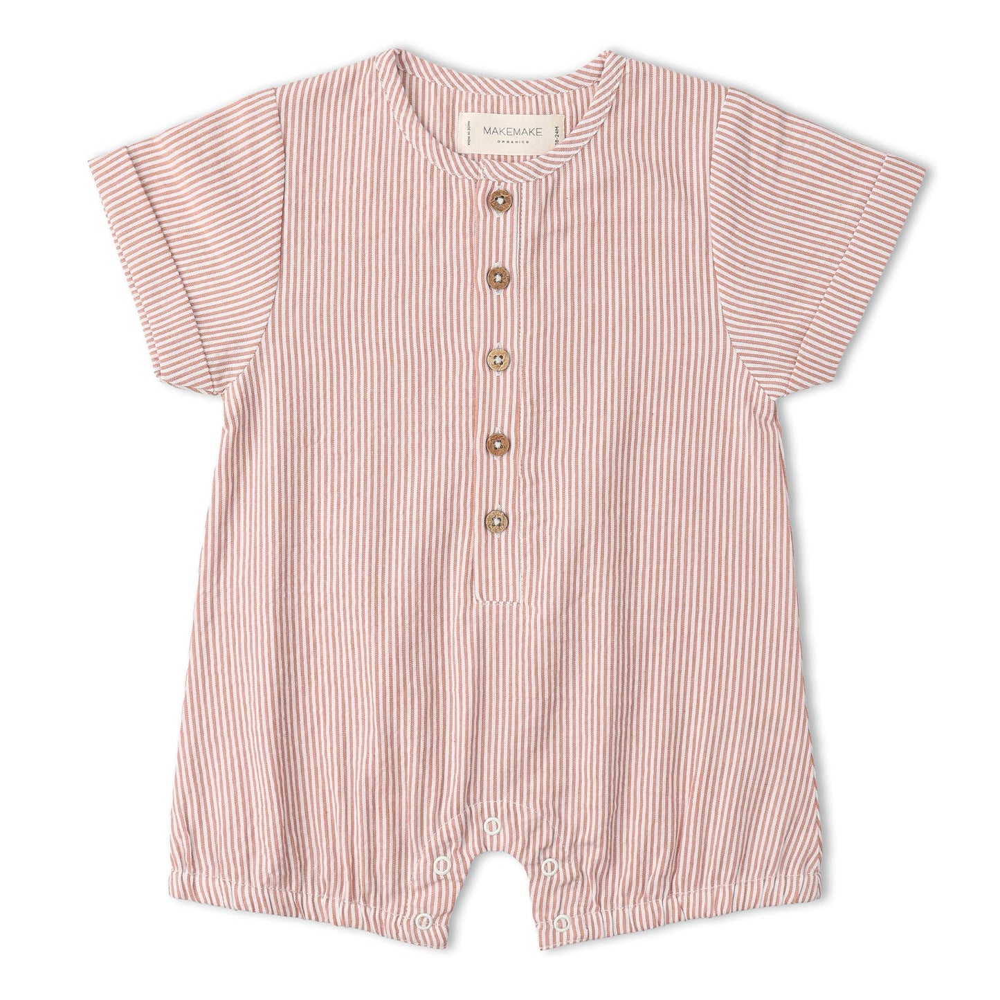 Organic Short Bubble Romper - Coral Stripes