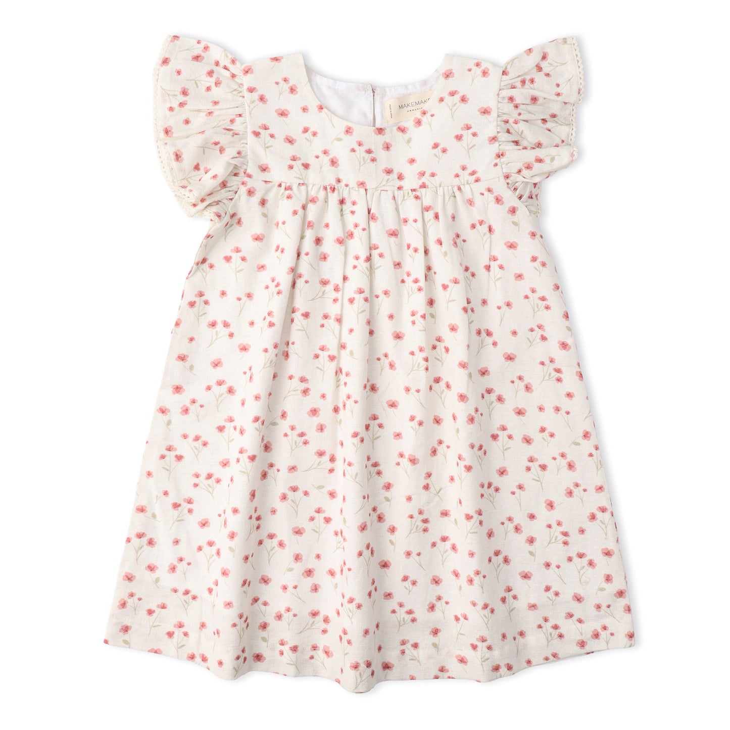 Organic Short Sleeve Flutter Dress - Pink  Bloom