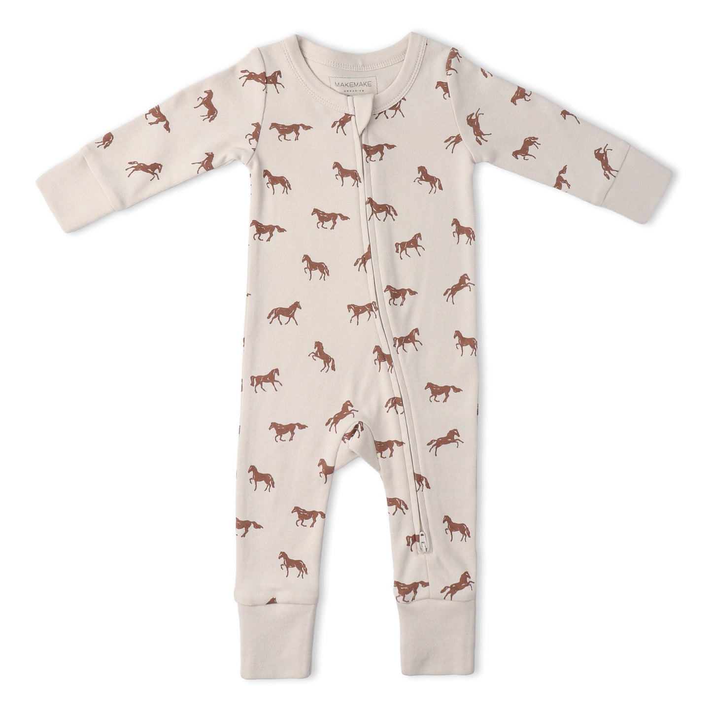 Organic 2-Way Zip Romper - Horses