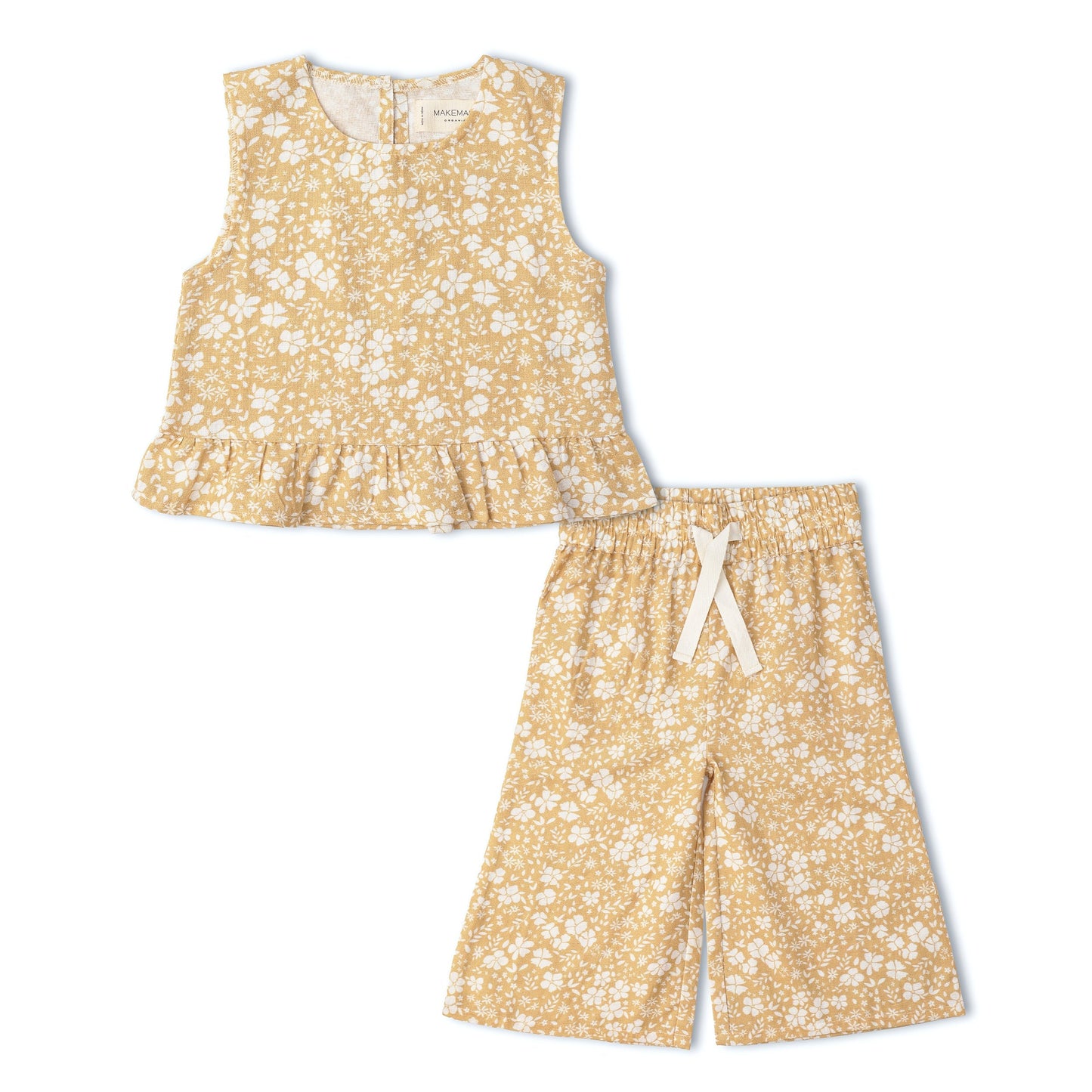 Organic Ruffle Top & Pants Set - Yellow Blossom