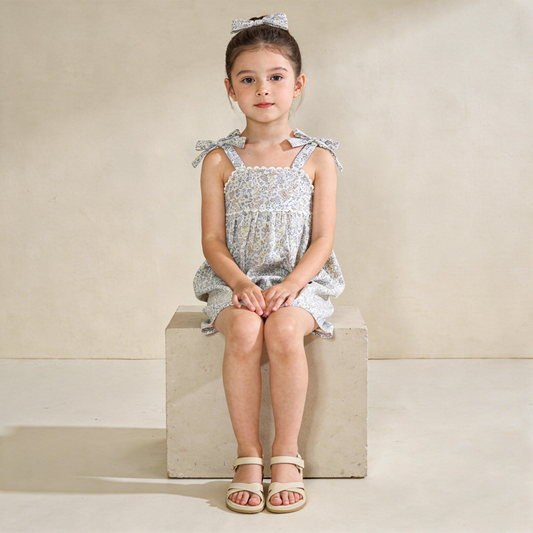 Organic Tie Up Top & Shorts Set - Tulle Floral