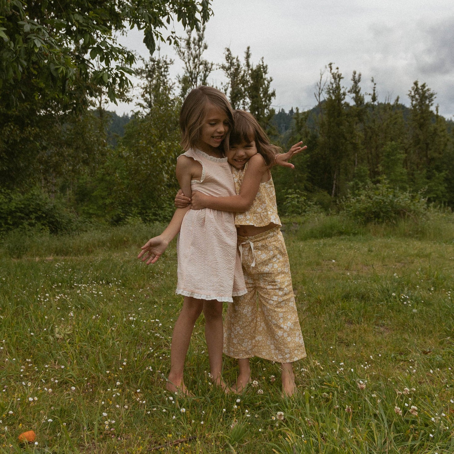 Organic Ruffle Top & Pants Set - Yellow Blossom