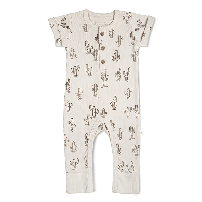 Makemake Organics Short Sleeve Button Romper