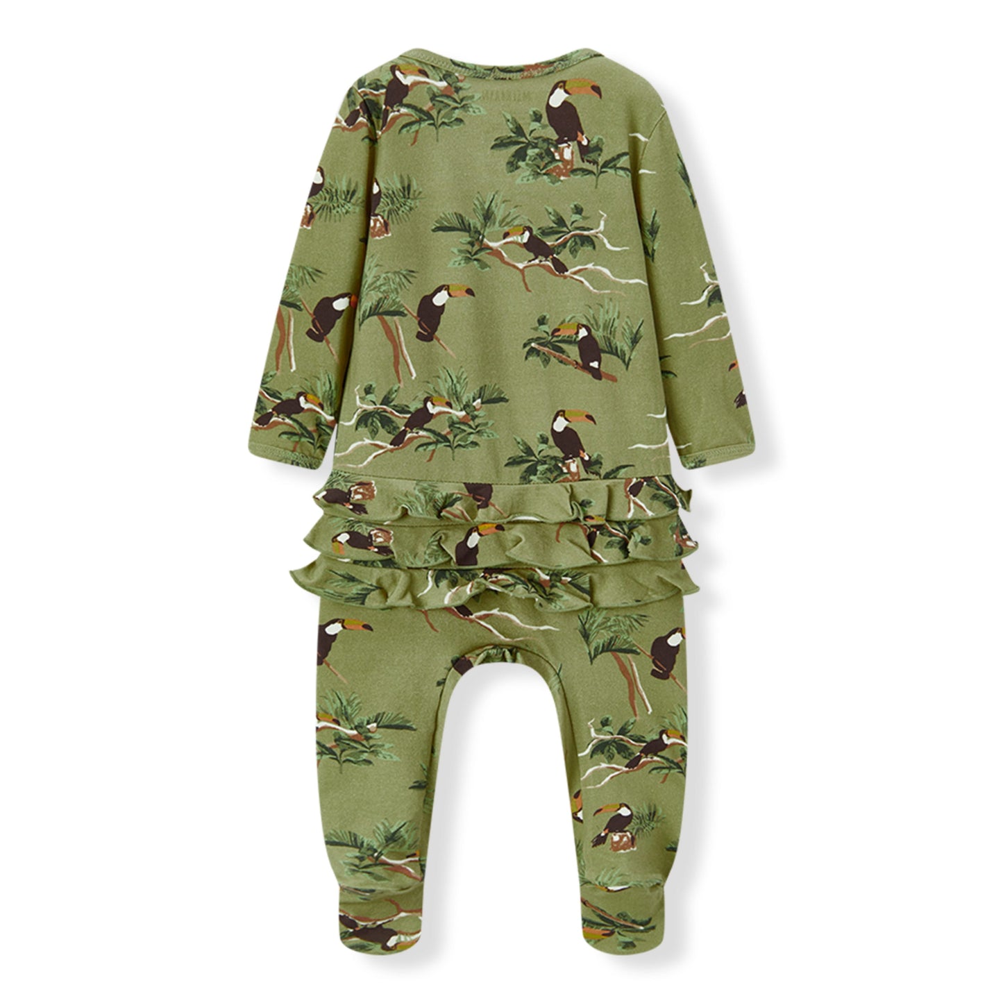Toucan Cotton Stretch Ruffle Footed Romper