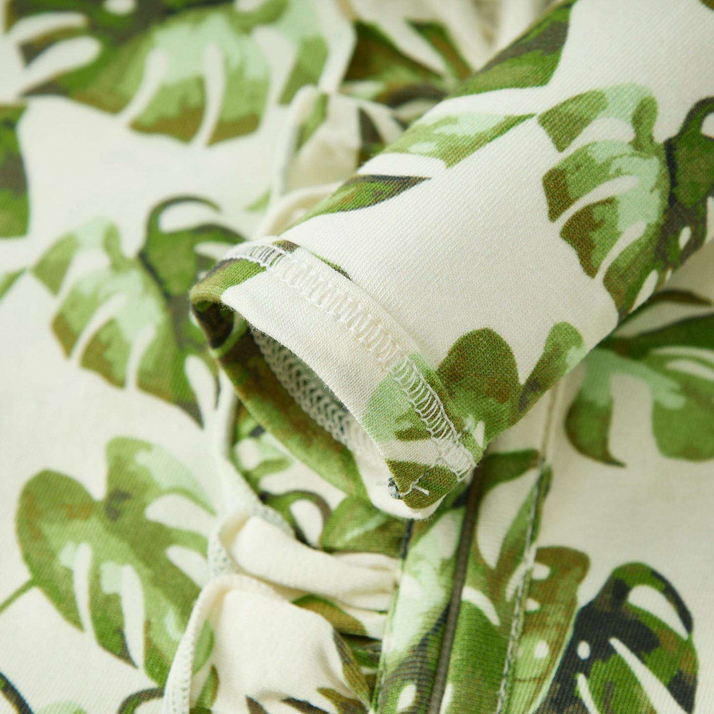 Island Leaf Cotton Stretch Ruffle Footed Romper