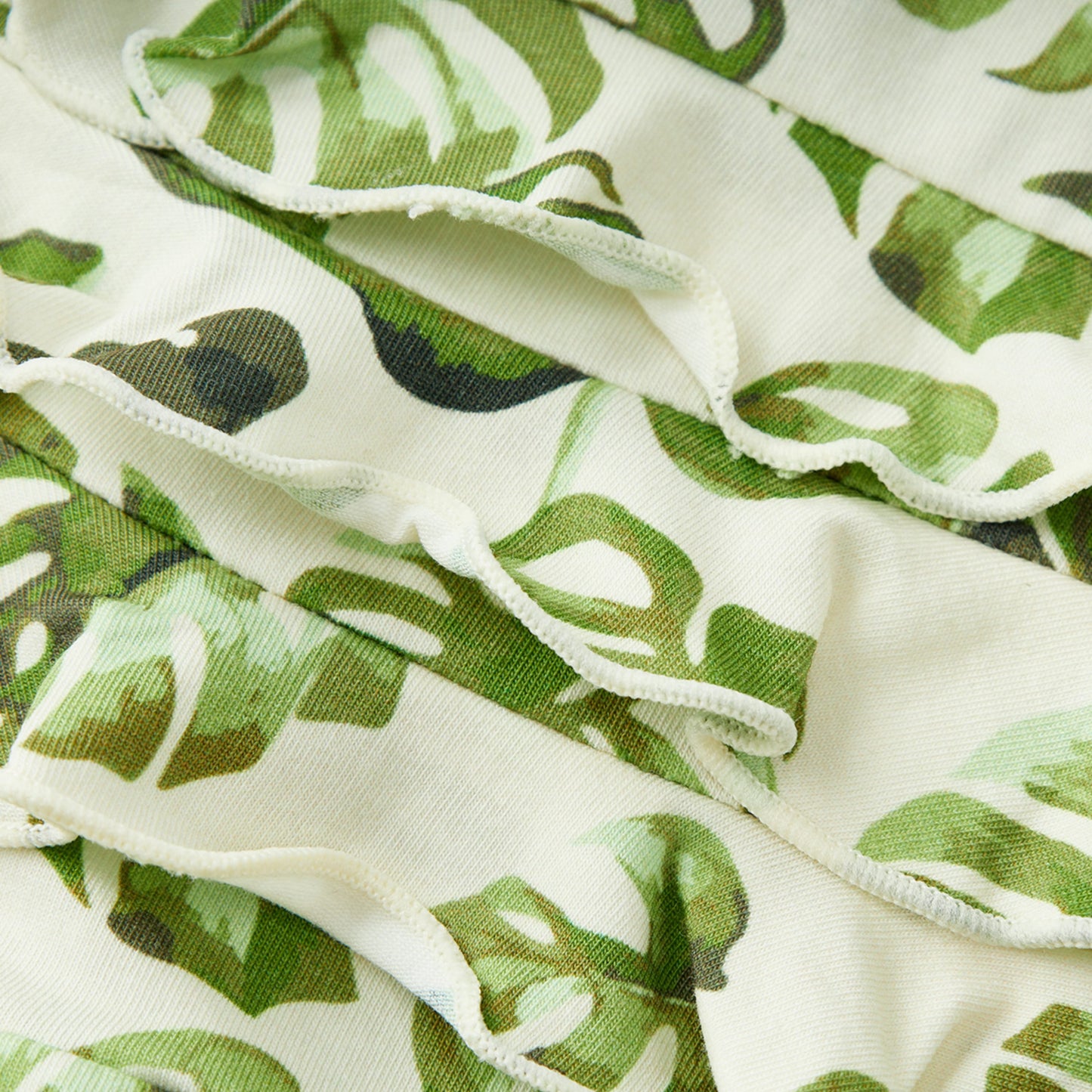 Island Leaf Cotton Stretch Ruffle Footed Romper