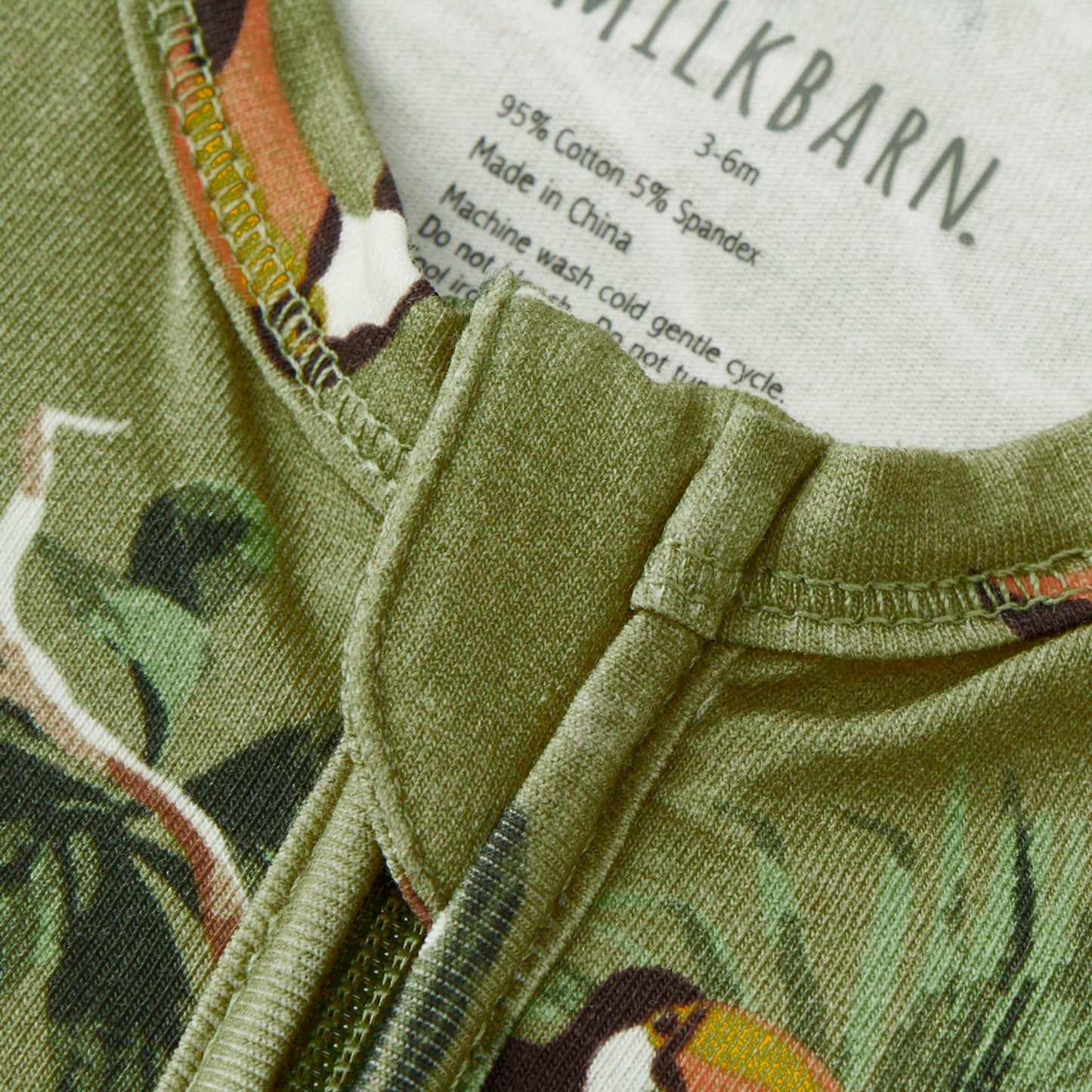 Toucan Cotton Stretch Zipper Footed Romper