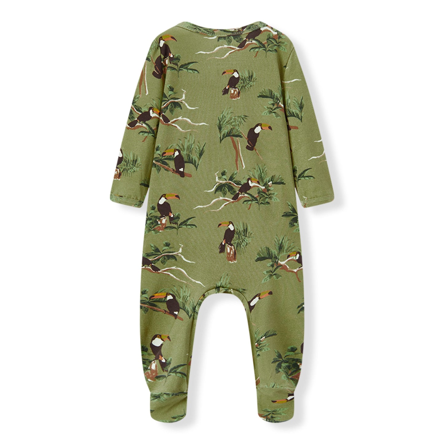 Toucan Cotton Stretch Zipper Footed Romper
