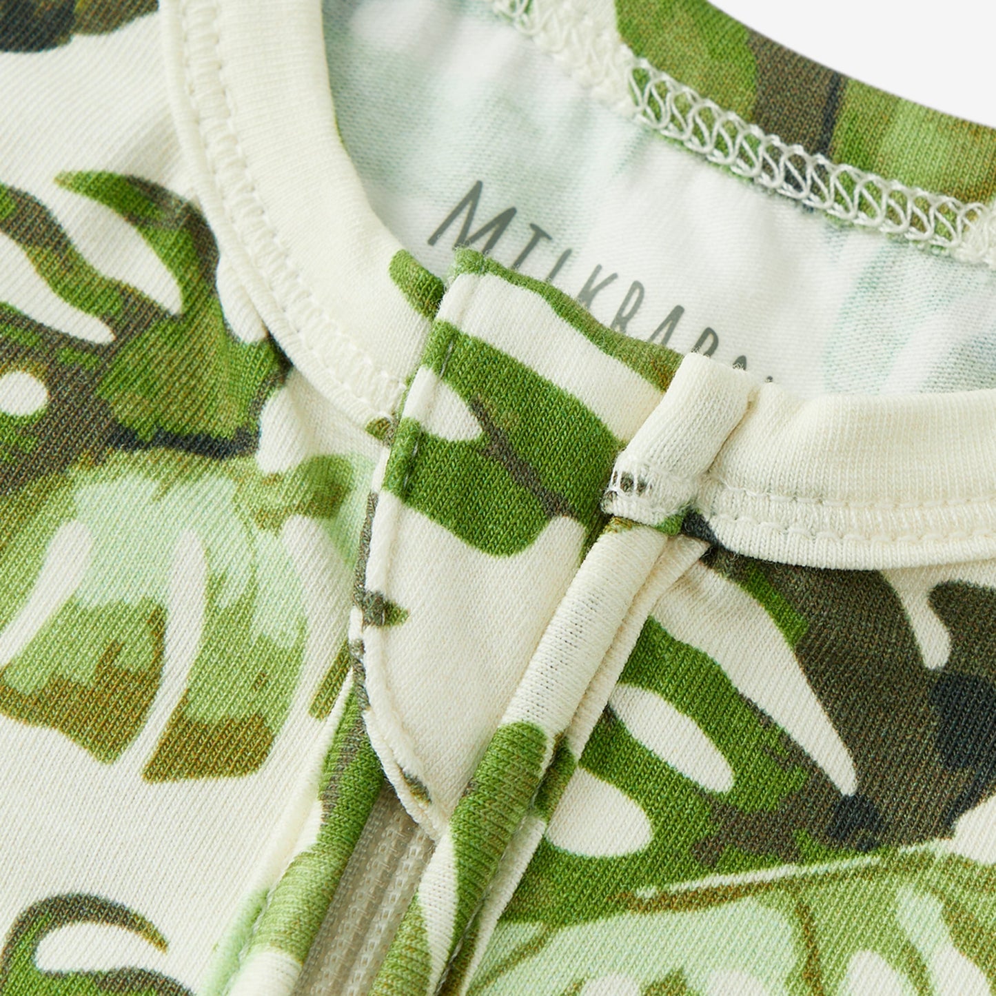 Island Leaf Cotton Stretch Zipper Footed Romper