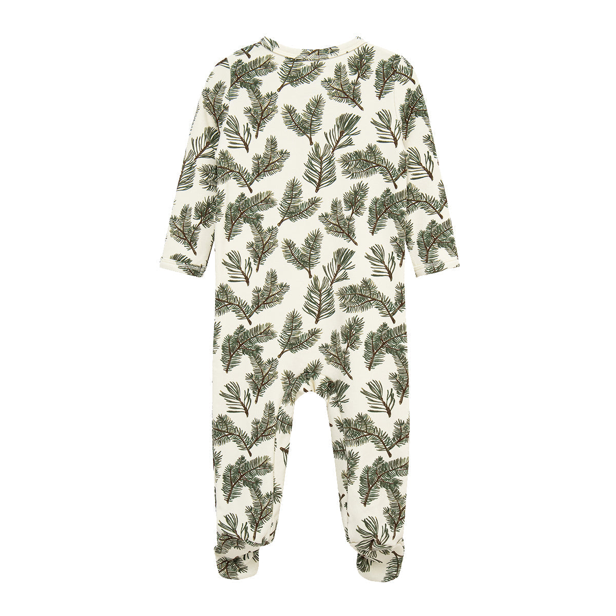 Pine Brushed Zipper Footed Romper