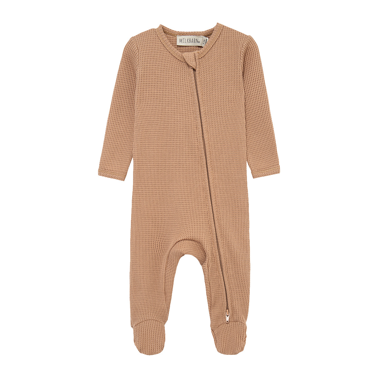 Tawny Rose Waffle Zipper Footed Romper