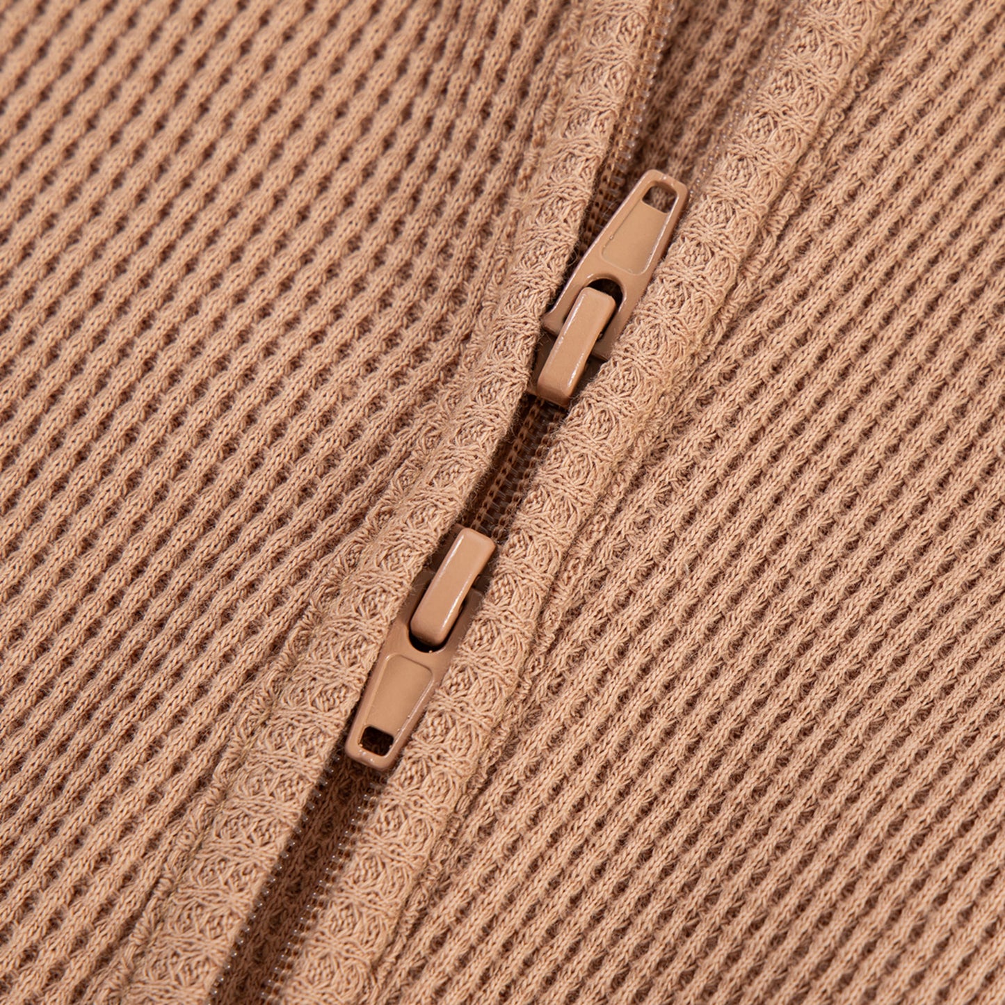 Tawny Rose Waffle Zipper Footed Romper