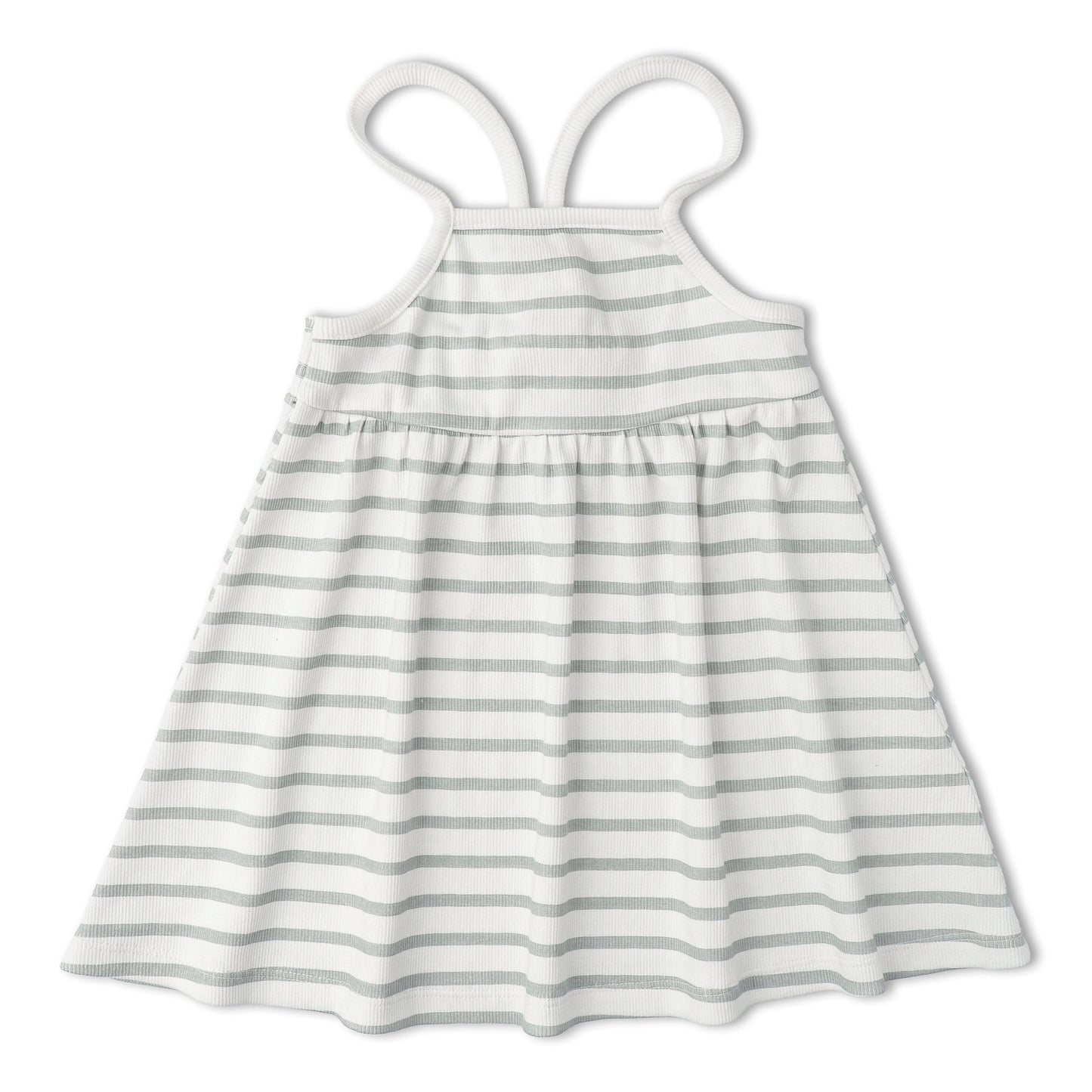 Organic Tie-Back Strap Dress - Fog Stripes