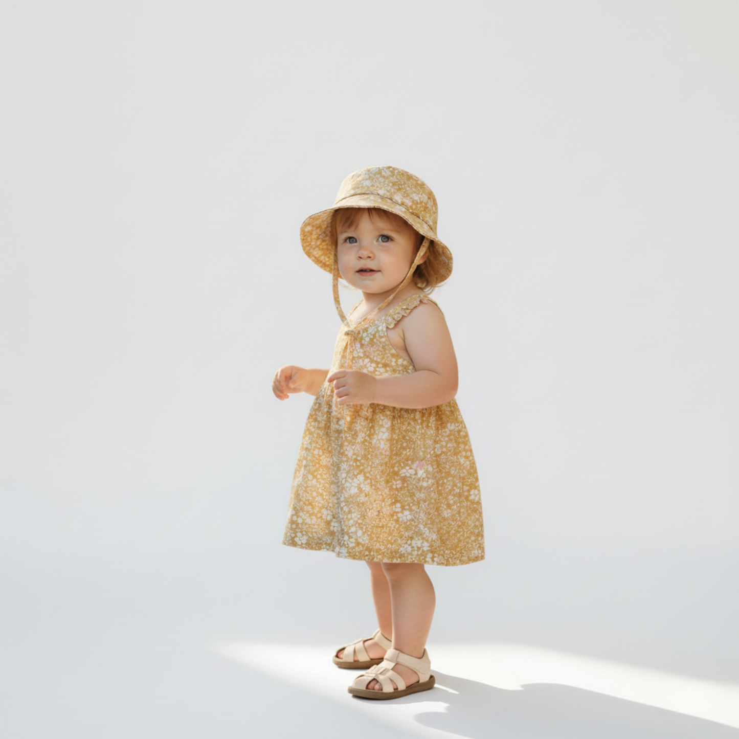 Organic Bucket Sun Hat - Yellow Blossom