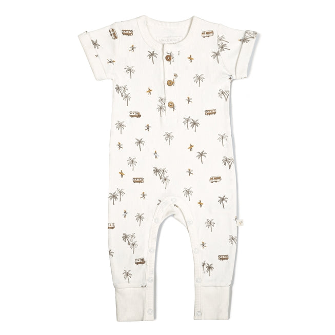 Makemake Organics Short Sleeve Button Romper