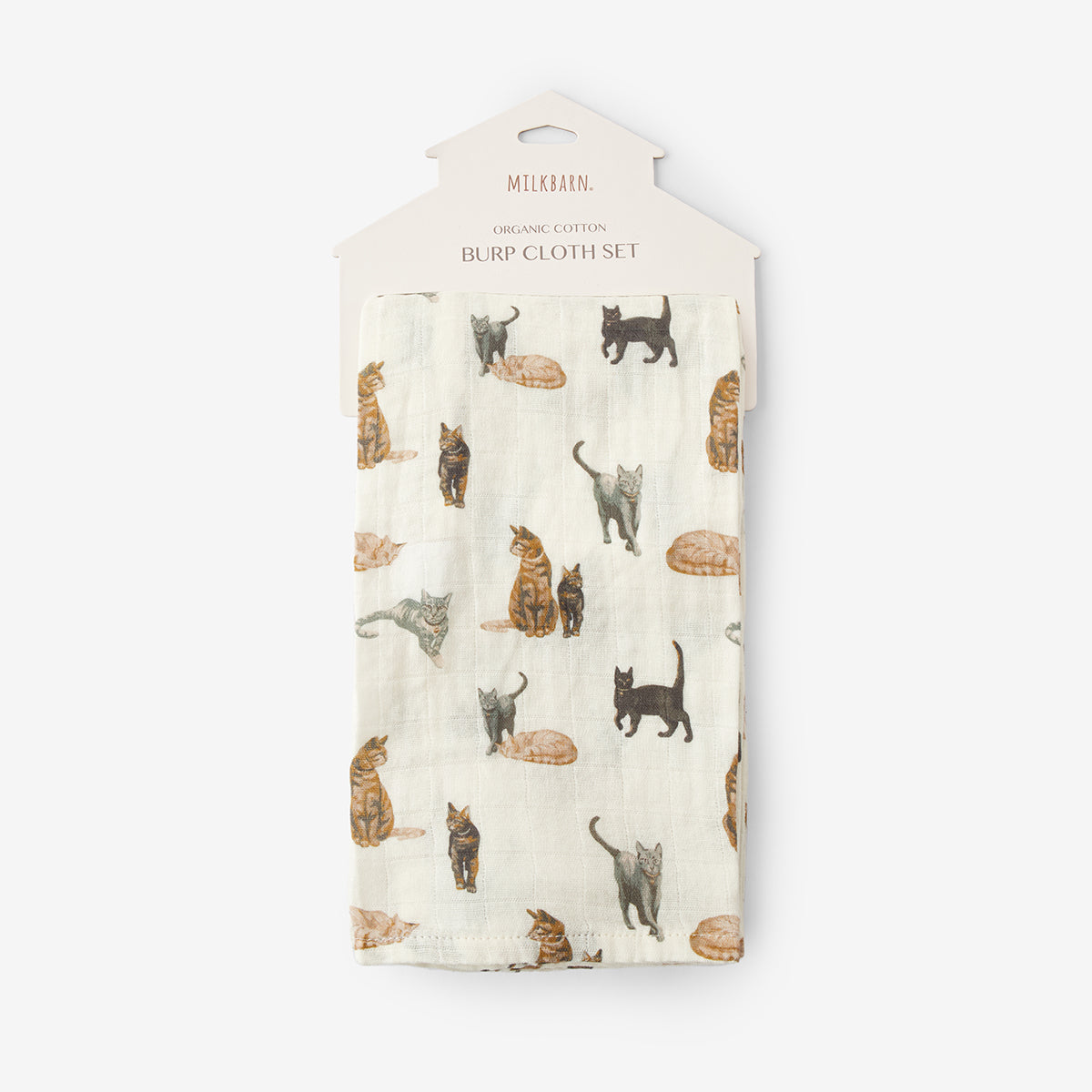 Cat Organic Cotton Two-Piece Burp Cloth Set