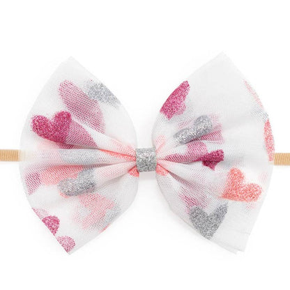 Glitter Heart Tulle Bow Baby Headband