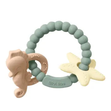 Three Hearts Seahorse Teething Ring