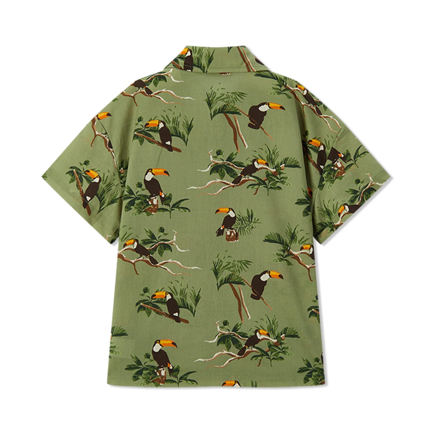 Toucan Collar Button-Up Shirt & Shorts Set