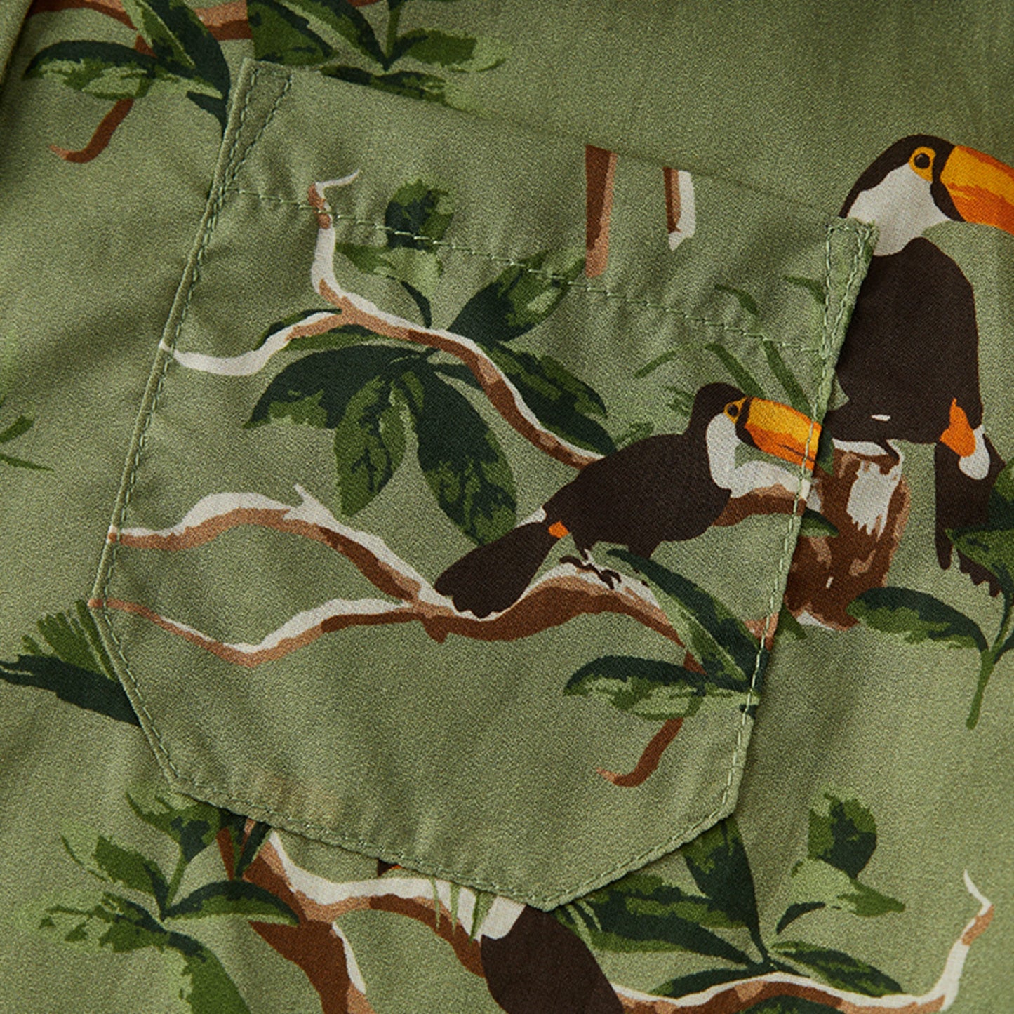 Toucan Collar Button-Up Shirt & Shorts Set